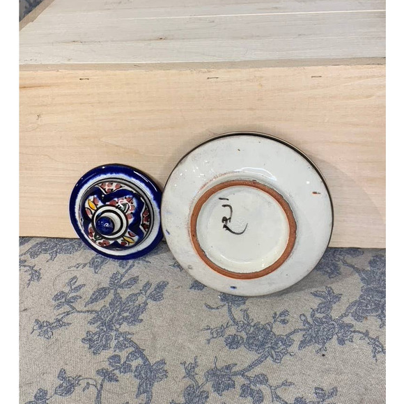 Blue Decorative Painted Red Clay Ceramic Jar - Picture 8 of 8